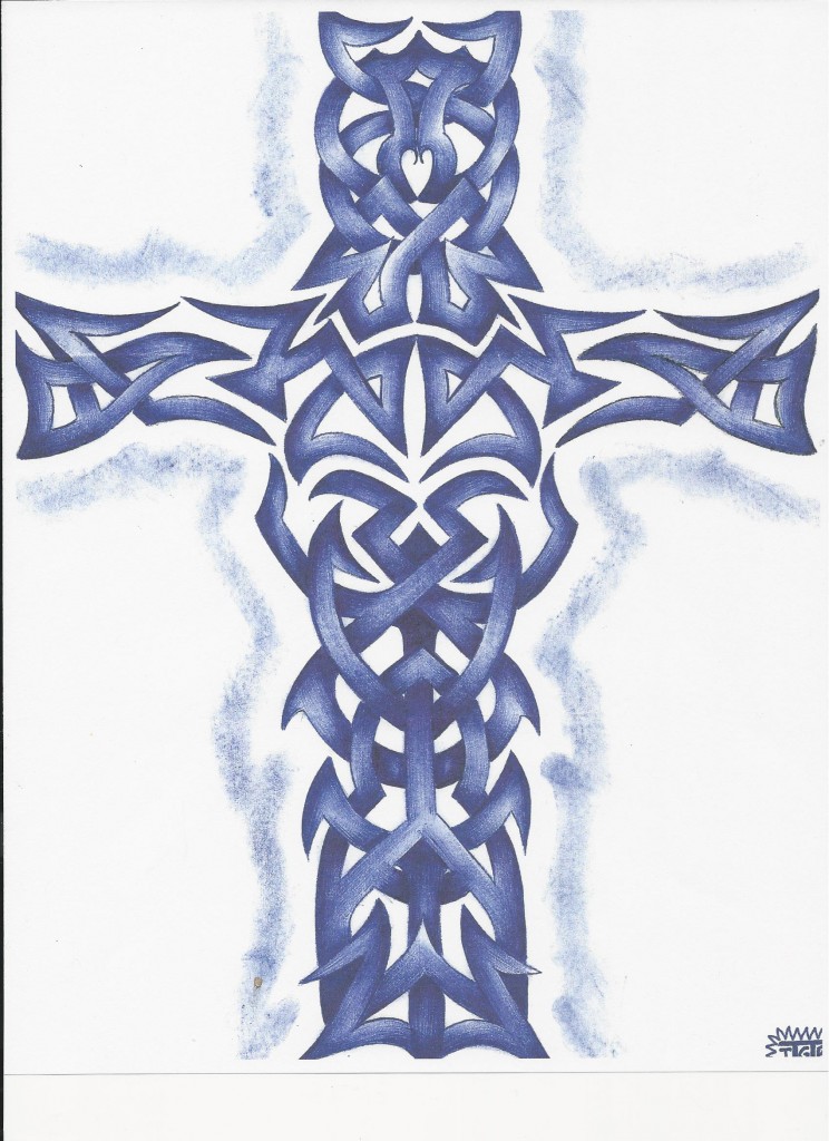 Blue Pen Tribal Cross Artist: Tom Robison II, Ohio